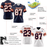 Custom Navy White-Orange Reversible Double Side Authentic Football Jersey