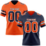 Custom Navy Orange-White Reversible Double Side Authentic Football Jersey