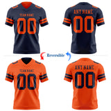 Custom Navy-Orange Reversible Double Side Authentic Football Jersey