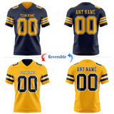 Custom Navy Gold-White Reversible Double Side Authentic Football Jersey