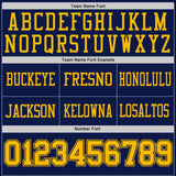 Custom Navy-Gold Reversible Double Side Authentic Football Jersey