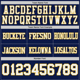 Custom Navy White-Gold Reversible Double Side Authentic Football Jersey