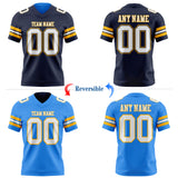 Custom Navy White-Gold Reversible Double Side Authentic Football Jersey