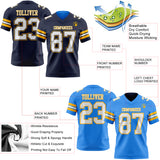 Custom Navy White-Gold Reversible Double Side Authentic Football Jersey