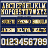 Custom Navy White-Gold Reversible Double Side Authentic Football Jersey
