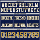 Custom Navy Old Gold-White Reversible Double Side Authentic Football Jersey