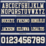 Custom Navy White-Old Gold Reversible Double Side Authentic Football Jersey