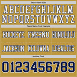 Custom Navy White-Old Gold Reversible Double Side Authentic Football Jersey