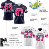 Custom Navy Pink-White Reversible Double Side Authentic Football Jersey