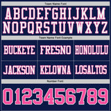 Custom Navy Pink-White Reversible Double Side Authentic Football Jersey