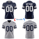 Custom Navy White-Gray Reversible Double Side Authentic Football Jersey