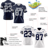 Custom Navy Gray-White Reversible Double Side Authentic Football Jersey