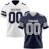 Custom Navy Gray-White Reversible Double Side Authentic Football Jersey