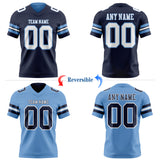 Custom Navy White-Light Blue Reversible Double Side Authentic Football Jersey