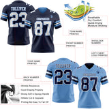 Custom Navy White-Light Blue Reversible Double Side Authentic Football Jersey