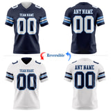 Custom Navy White-Light Blue Reversible Double Side Authentic Football Jersey