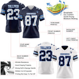 Custom Navy White-Light Blue Reversible Double Side Authentic Football Jersey
