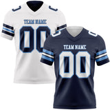 Custom Navy White-Light Blue Reversible Double Side Authentic Football Jersey