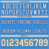 Custom Navy White Powder Blue-Gold Reversible Double Side Authentic Football Jersey