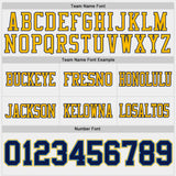 Custom Navy White Powder Blue-Gold Reversible Double Side Authentic Football Jersey