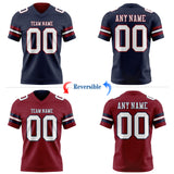 Custom Navy White-Crimson Reversible Double Side Authentic Football Jersey