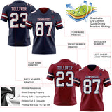 Custom Navy White-Crimson Reversible Double Side Authentic Football Jersey