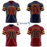 Custom Navy Crimson-Gold Reversible Double Side Authentic Football Jersey