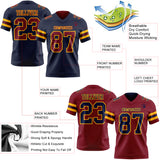 Custom Navy Crimson-Gold Reversible Double Side Authentic Football Jersey