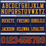 Custom Navy Crimson-Gold Reversible Double Side Authentic Football Jersey