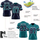 Custom Navy Teal-White Reversible Double Side Authentic Football Jersey