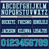 Custom Navy Teal-White Reversible Double Side Authentic Football Jersey