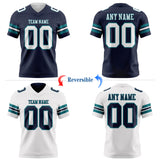 Custom Navy White-Teal Reversible Double Side Authentic Football Jersey