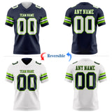 Custom Navy White-Neon Green Reversible Double Side Authentic Football Jersey