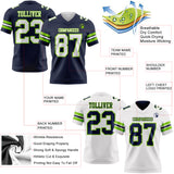 Custom Navy White-Neon Green Reversible Double Side Authentic Football Jersey