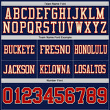 Custom Navy Red-Cream Reversible Double Side Authentic Football Jersey