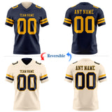 Custom Navy Cream Reversible Double Side Authentic Football Jersey