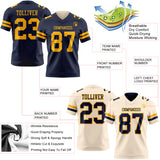 Custom Navy Cream Reversible Double Side Authentic Football Jersey