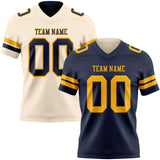 Custom Navy Cream Reversible Double Side Authentic Football Jersey