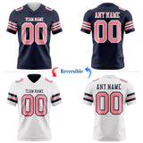 Custom Navy Medium Pink-White Reversible Double Side Authentic Football Jersey