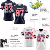 Custom Navy Medium Pink-White Reversible Double Side Authentic Football Jersey