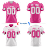 Custom Pink-White Reversible Double Side Authentic Football Jersey