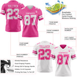 Custom Pink-White Reversible Double Side Authentic Football Jersey