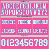 Custom Pink White-Sky Blue Reversible Double Side Authentic Football Jersey
