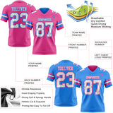 Custom Pink White-Powder Blue Reversible Double Side Authentic Football Jersey
