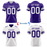 Custom Purple-White Reversible Double Side Authentic Football Jersey