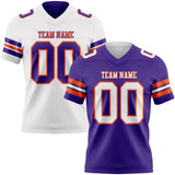 Custom Purple White-Orange Reversible Double Side Authentic Football Jersey