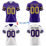 Custom Purple Old Gold White-Black Reversible Double Side Authentic Football Jersey