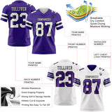 Custom Purple White-Black Reversible Double Side Authentic Football Jersey
