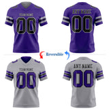Custom Purple Black-Gray Reversible Double Side Authentic Football Jersey