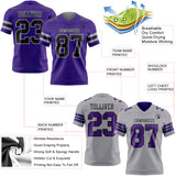 Custom Purple Black-Gray Reversible Double Side Authentic Football Jersey